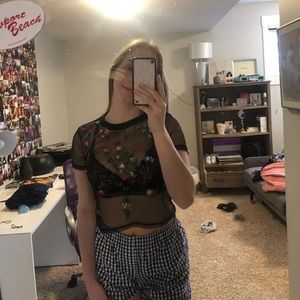 mesh floral shirt